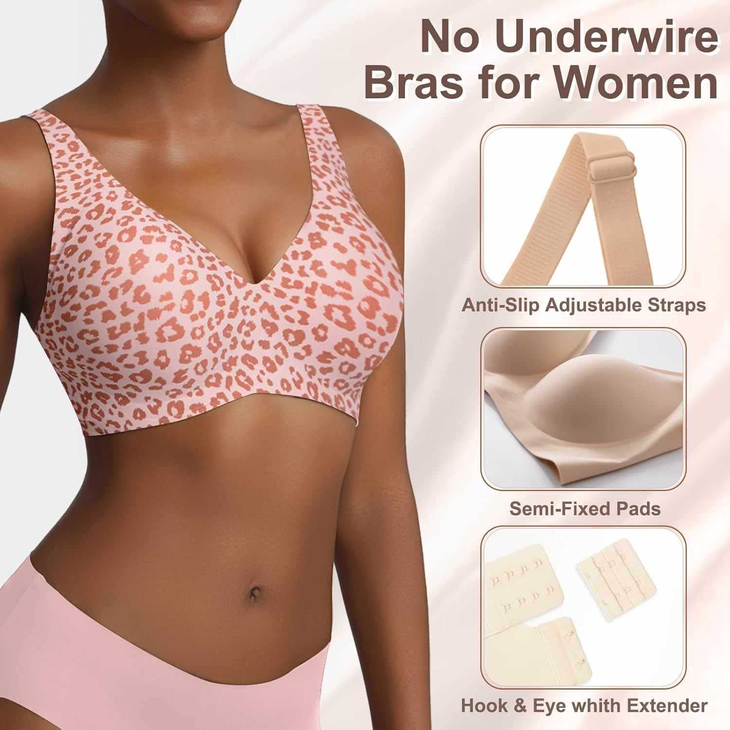 Women's Seamless Pink Leopard  - огляд і ціна Full Coverage Bra